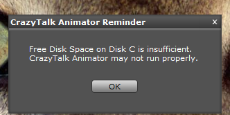 cardminder insufficient disk space