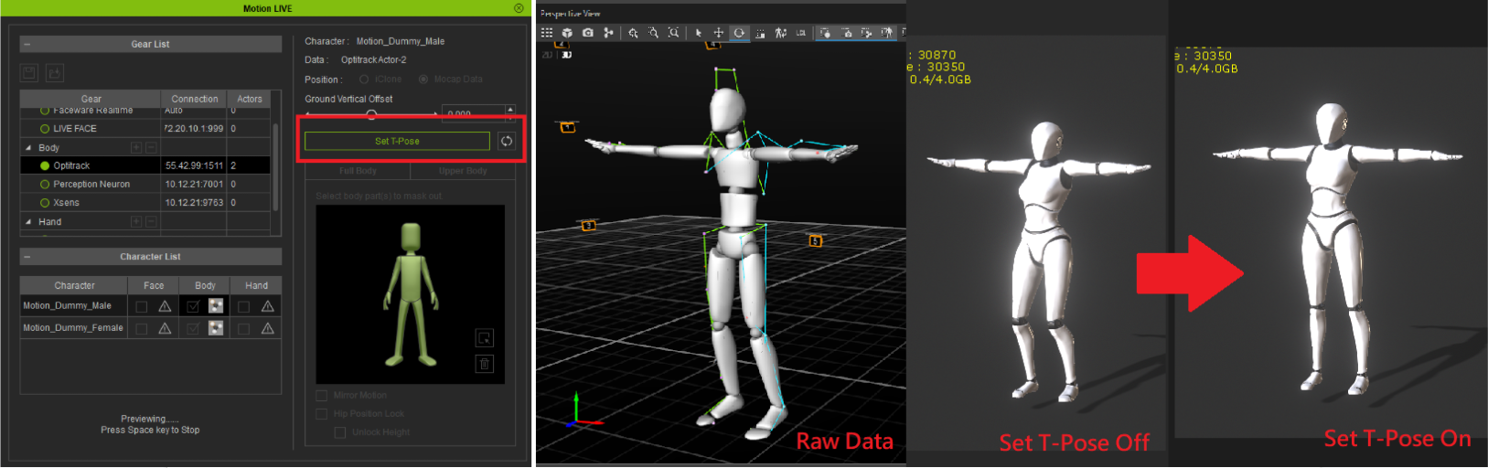 T-pose of Character for live streaming and offline animation