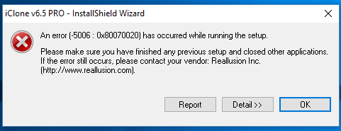 installshield wizard error 5006