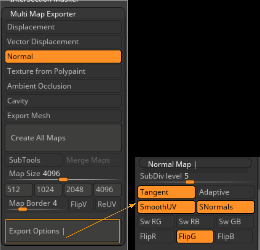 multimap exporter zbrush 4