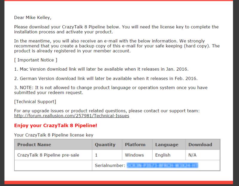 crazytalk pro 7 serial numbers